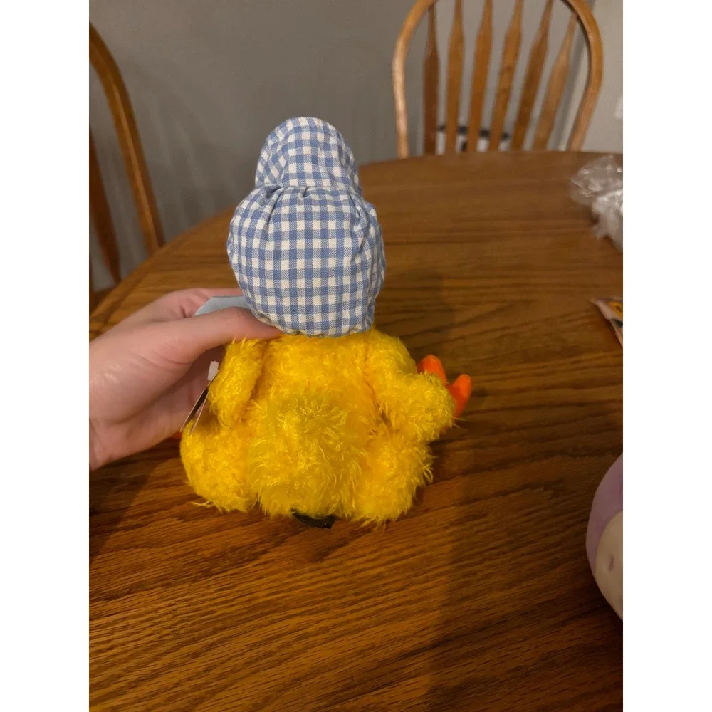 1993 Ty Collectibles Bonnie Duck Plush Yellow Gingham Bonnet Moving limbsVintage